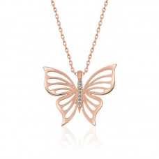 ​Gümüş Rose Bahar Kelebeği Bayan Kolye