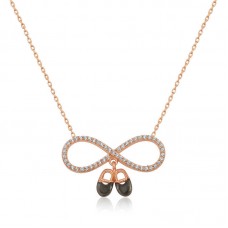 Gümüş Rose Bebek Patikli Sonsuzluk Bayan Kolye