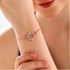 Gümüş Rose Beyaz Çiçek Kadın Bileklik