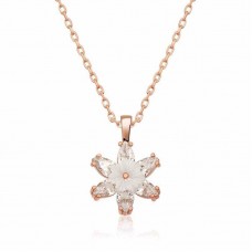 Gümüş Rose Beyaz Lotus Çiçeği Kolye