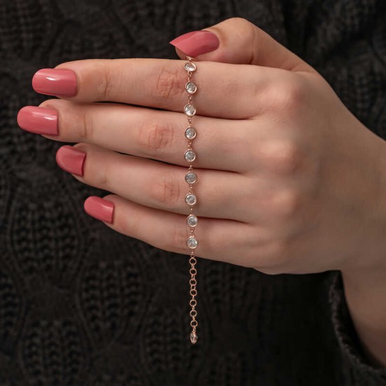 Gümüş Rose Beyaz Taşlı Kadın Bileklik Gümüş Rose Beyaz Taşlı Kadın Bileklik