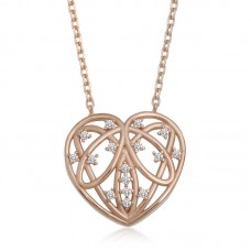 Gümüş Rose Bombeli Kalp Kadın Kolye