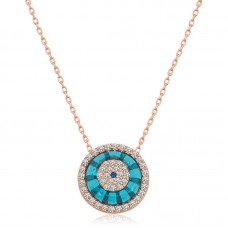 Gümüş Rose Camgöz Nazar Bayan Kolye