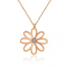 Gümüş Rose Çiçek Bayan Kolye