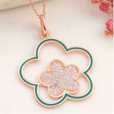 ​Gümüş Rose Çiçek Desenli Kadın Kolye