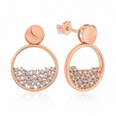 Gümüş Rose Çiğ Damlası Bayan Küpe