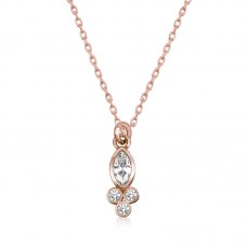 Gümüş Rose Çiğ Damlası Mekik Tektaş Bayan Kolye