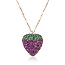 Gümüş Rose Çilek Bayan Kolye