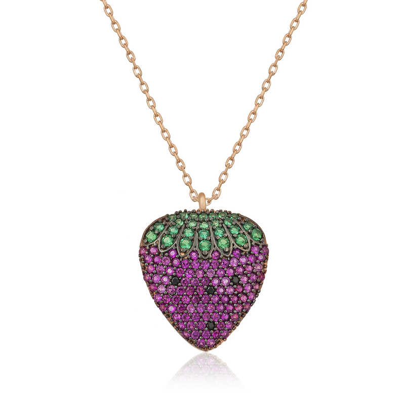 Gümüş Rose Çilek Bayan Kolye Gümüş Rose Çilek Bayan Kolye