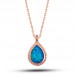 Gümüş Rose Damla Mavi Opal Taşlı Kadın Kolye
