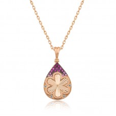 Gümüş Rose Damla Çiçek Bayan Kolye