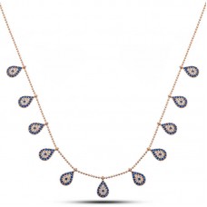 Gümüş Rose Damla Nazarlı Şans Kadın Kolye