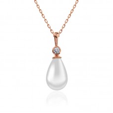 Gümüş Rose Damla Rose İnci Kadın Kolye
