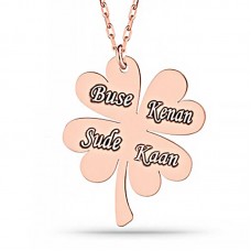 Gümüş Rose Dört Yaprak İsimli Yonca Bayan kolye