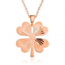 Gümüş Rose Dört Yaprak Rose Yonca Bayan Kolye