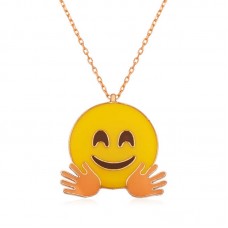 ​Gümüş Rose El Sallayan Emoji Bayan Kolye