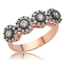 Gümüş Rose Elmas Montür Bayan Yüzük