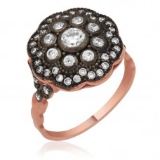 Gümüş Rose Elmas Montür Çiçek Bayan Yüzük