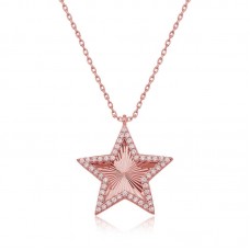 Gümüş Rose Fırfır Desenli Yıldız Kadın Kolye