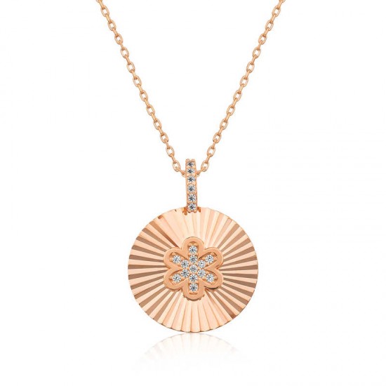 Gümüş Rose Fırfırlı Çiçek Bayan Kolye