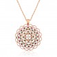 Gümüş Rose Geometrik Desenli Madalyon Kolye
