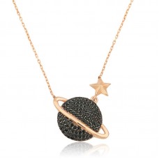 Gümüş Rose Gezegen Bayan Kolye