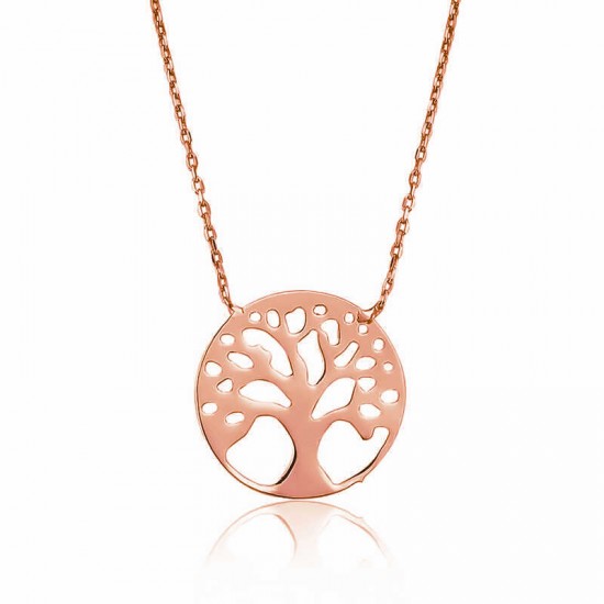 Gümüş Rose Hayat Ağacı Bayan Kolye