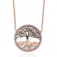 Gümüş Rose Hayat Ağacı Kadın Kolye