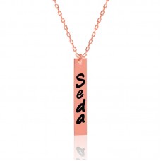 Gümüş Rose İsimli Çubuk Plaka Bayan Kolye