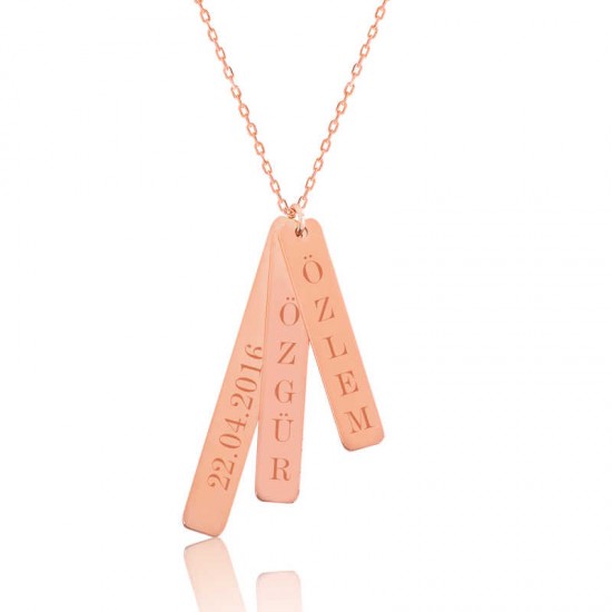 Gümüş Rose İsimlik Çubuk Plaka Kolye Gümüş Rose İsimlik Çubuk Plaka Kolye