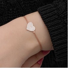 Gümüş Rose Kalp Kadın Bileklik