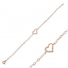 Gümüş Rose Kalp Kadın Bileklik