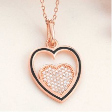 Gümüş Rose Kalp Kadın Kolye