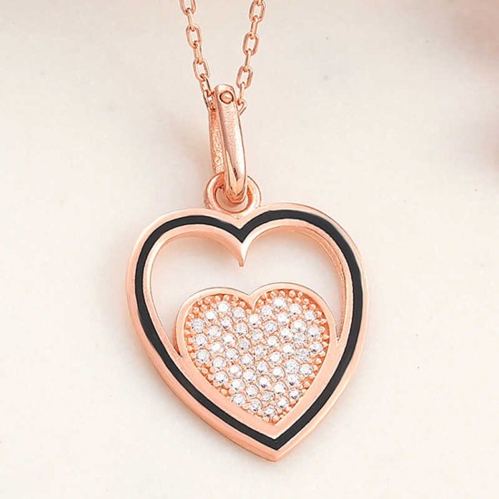 Gümüş Rose Kalp Kadın Kolye Gümüş Rose Kalp Kadın Kolye