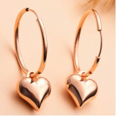 Gümüş Rose Kalp Sallantılı Kadın Küpe