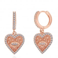 Gümüş Rose Kalp Sallantılı Kadın Küpe