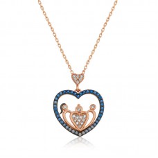 ​Gümüş Rose Kalpli Aile Bayan Kolye