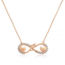 Gümüş Rose Kalpli Sonsuz Aşk Kolye