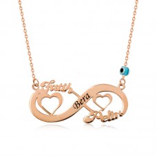 ​Gümüş Rose Kalpli Sonsuzluk İsimli Kolye