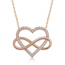 Gümüş Rose Kalpli Sonsuzluk Kadın Kolye