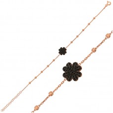 Gümüş Rose Kalpli Yonca Bayan Bileklik