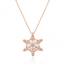 ​Gümüş Rose Kar Çiçeği Bayan Kolye