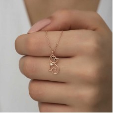 Gümüş Rose Kedi Kadın Kolye