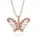 Gümüş Rose Kelebek Kadın Kolye
