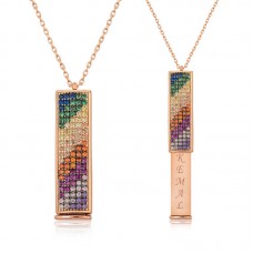 Gümüş Rose Kişiye Özel Gökkuşağı Kolye