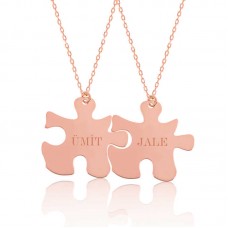 Gümüş Rose Kişiye Özel Puzzle İsimli Kolye