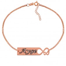 Gümüş Rose Kişiye Özel Sonsuz Aşk İsimli Bayan Bileklik