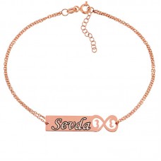 Gümüş Rose Kişiye Özel Sonsuzluk İsimli Bayan Bileklik