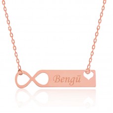 Gümüş Rose Kişiye Özel Sonsuzluk İsimli Kolye