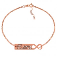 Gümüş Rose Kişiye Özel Sonsuzluk Kalp İsimli Bayan Bileklik